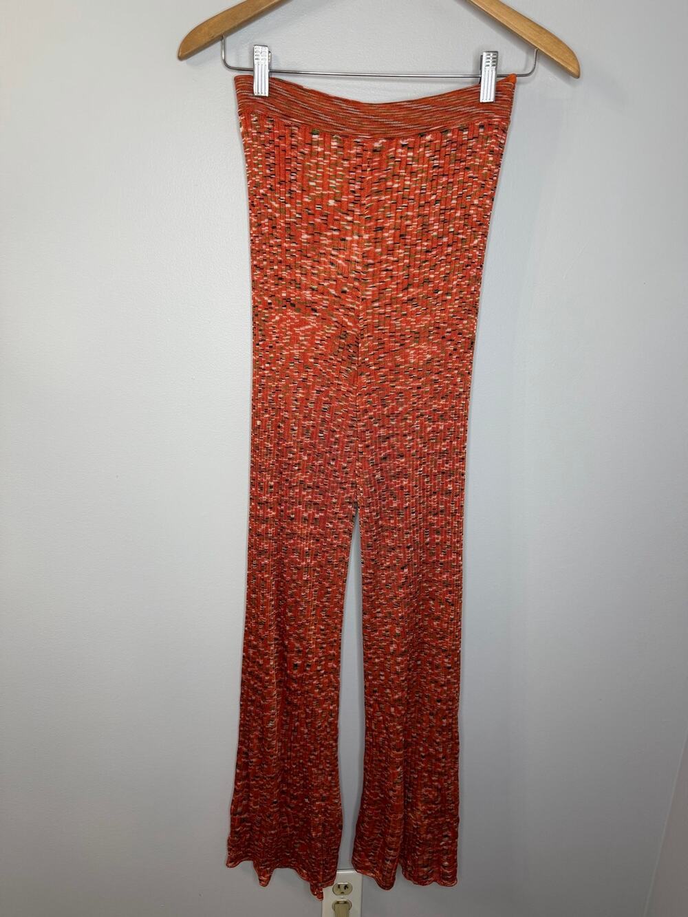 Missoni Collection Knit Pull-on Flare Slim Pant Stretch Orange Lined Sz 40